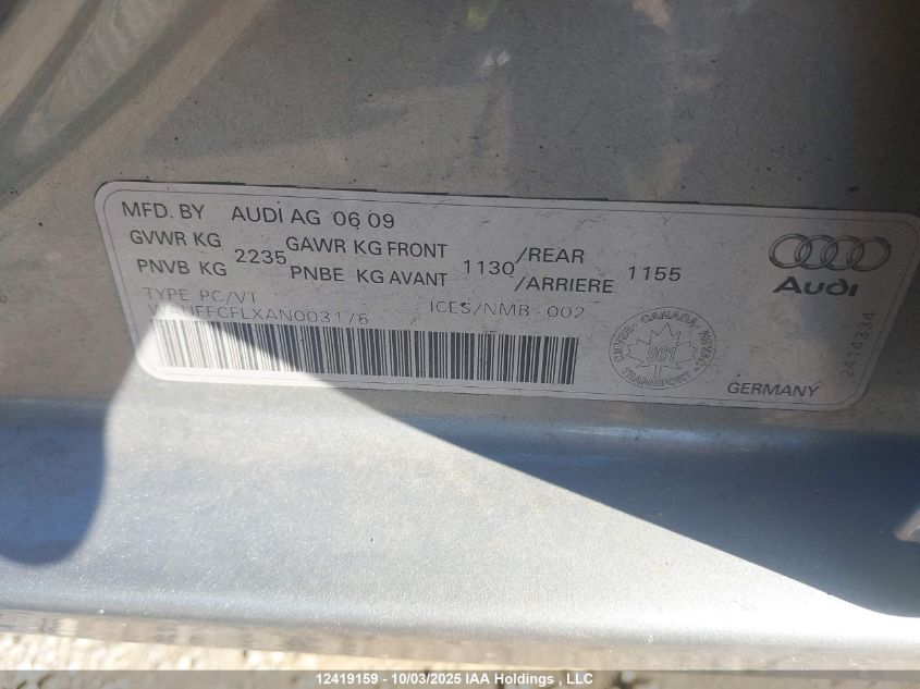 2010 Audi A4 Premium Plus VIN: WAUFFCFLXAN003176 Lot: 12419159