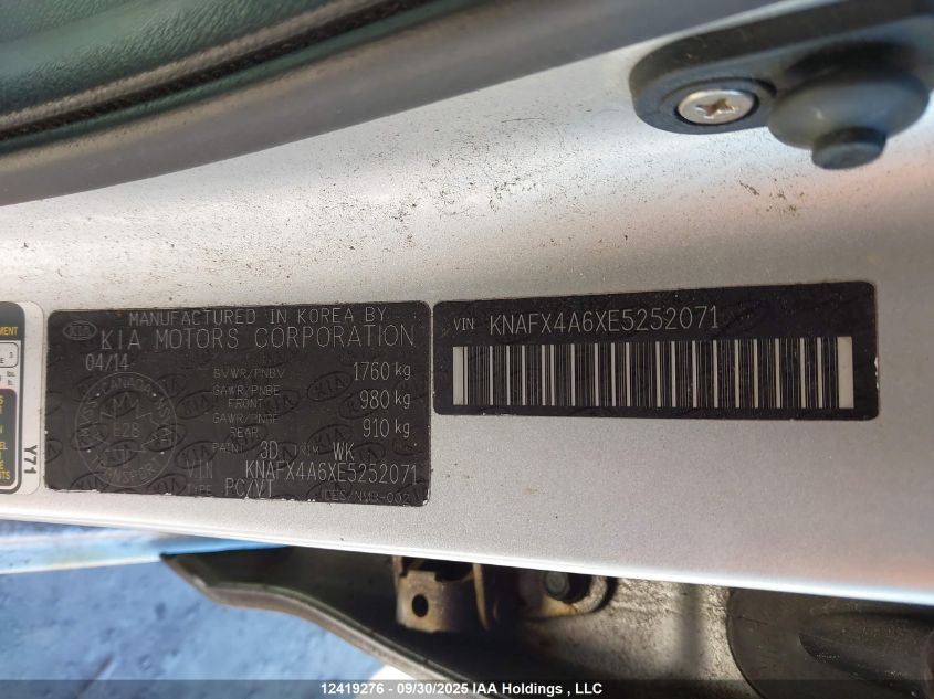 2014 Kia Forte Lx VIN: KNAFX4A6XE5252071 Lot: 12419276