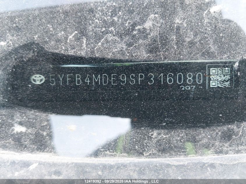 2025 Toyota Corolla Le VIN: 5YFB4MDE9SP316080 Lot: 12419392