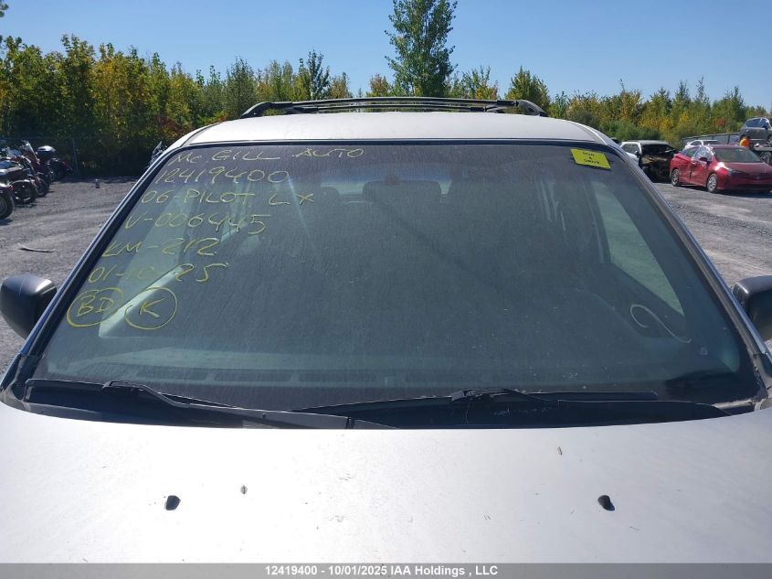 2006 Honda Pilot Lx VIN: 5FNYF18126B006445 Lot: 12419400