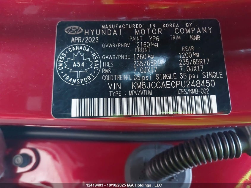 KM8JCCAE0PU248450 2023 HYUNDAI TUCSON photo no. 9