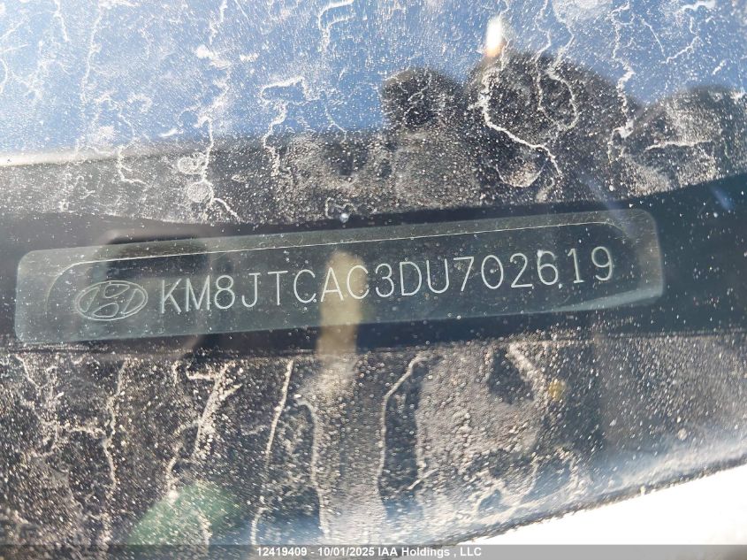 2013 Hyundai Tucson Gl VIN: KM8JTCAC3DU702619 Lot: 12419409