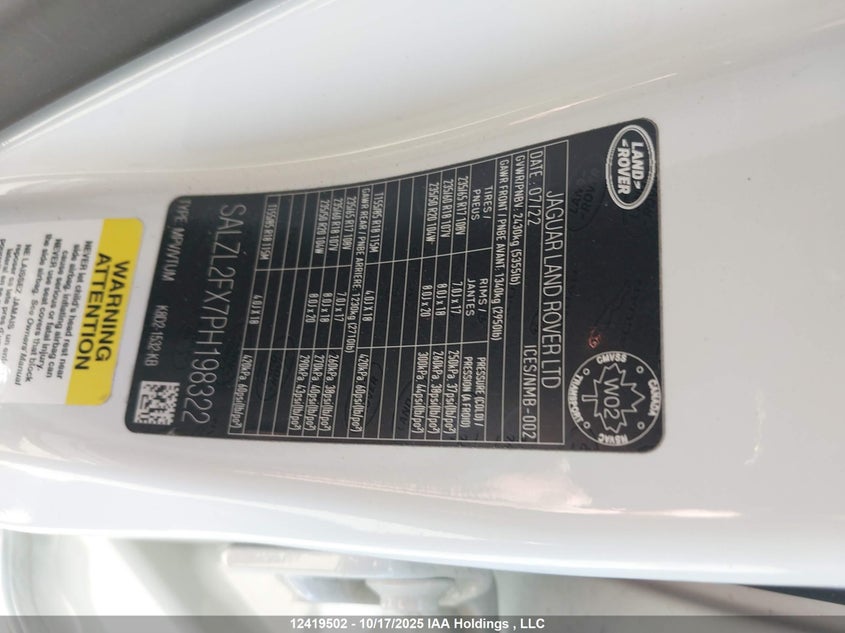 SALZL2FX7PH198322 2023 LAND ROVER RANGE ROVER EVOQUE photo no. 9