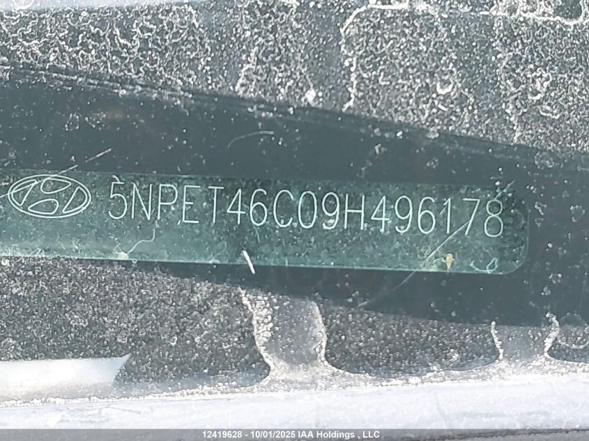 2009 Hyundai Sonata Gls VIN: 5NPET46C09H496178 Lot: 12419628