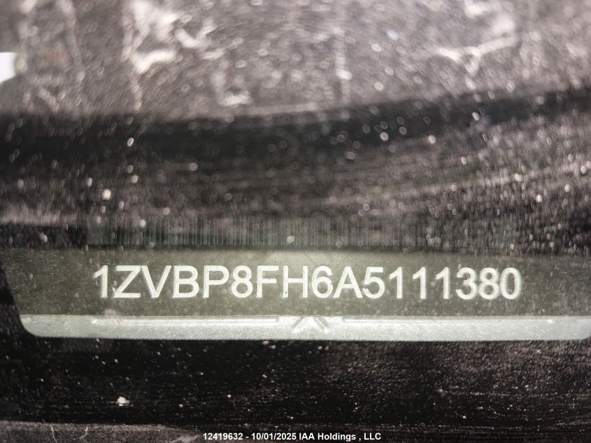 2010 Ford Mustang Gt VIN: 1ZVBP8FH6A5111380 Lot: 12419632
