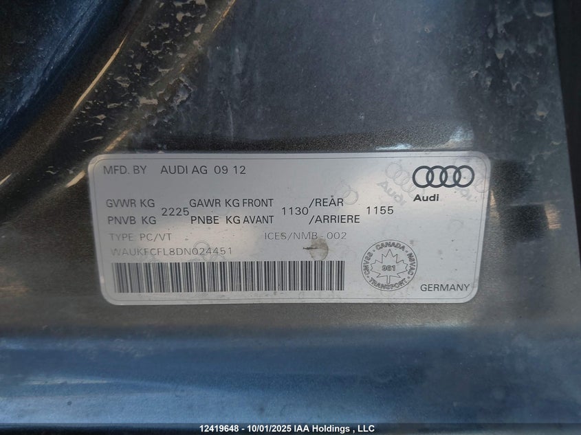WAUKFCFL8DN024451 2013 AUDI A4 photo no. 9