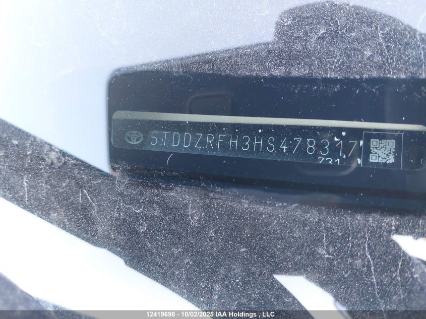 2017 Toyota Highlander Limited VIN: 5TDDZRFH3HS478317 Lot: 12419698