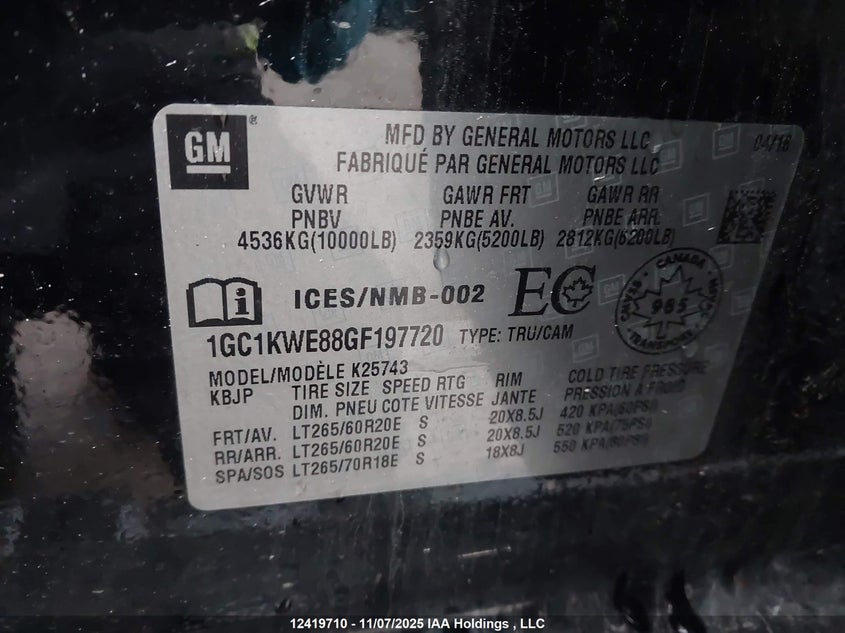 1GC1KWE88GF197720 2016 CHEVROLET SILVERADO photo no. 9