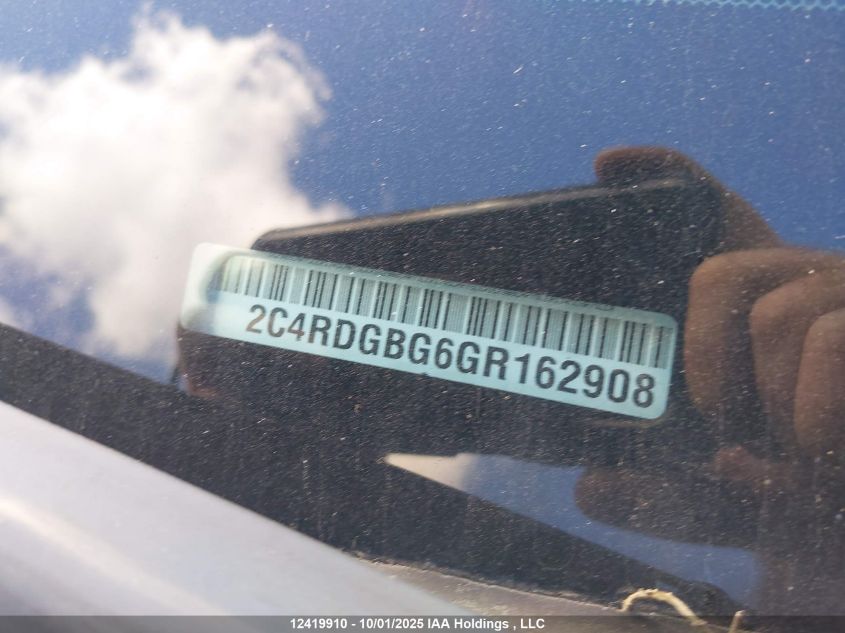 2016 Dodge Grand Caravan Se VIN: 2C4RDGBG6GR162908 Lot: 12419910
