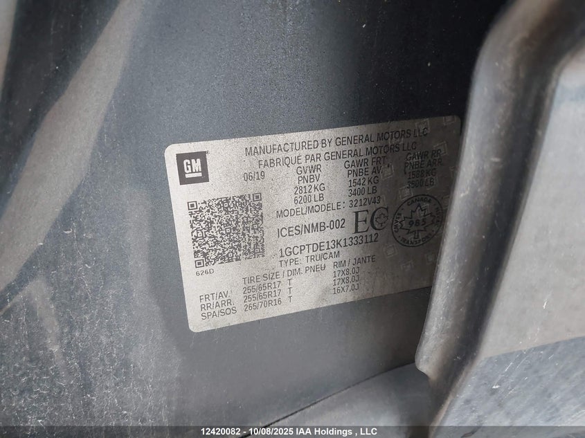 1GCPTDE13K1333112 2019 CHEVROLET COLORADO photo no. 19