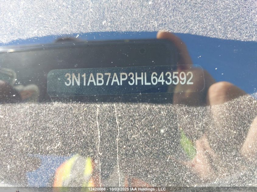 2017 Nissan Sentra 1.8 S/1.8 Sl/1.8 Sv VIN: 3N1AB7AP3HL643592 Lot: 12420088