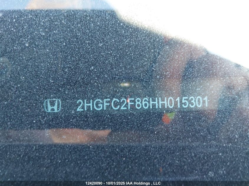 2017 Honda Civic VIN: 2HGFC2F86HH015301 Lot: 12420090