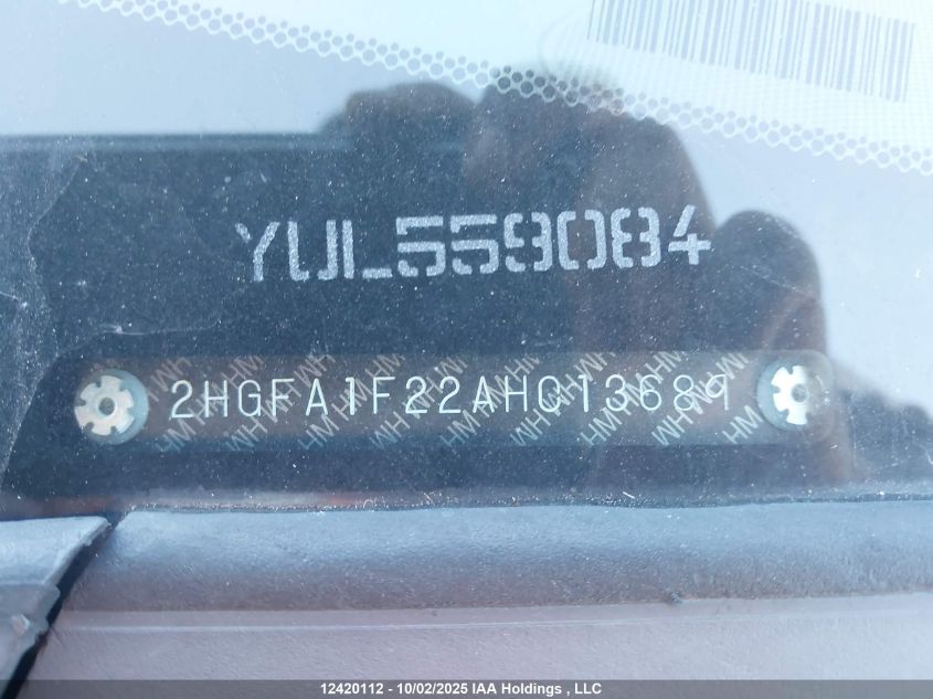 2010 Honda Civic VIN: 2HGFA1F22AH013689 Lot: 12420112