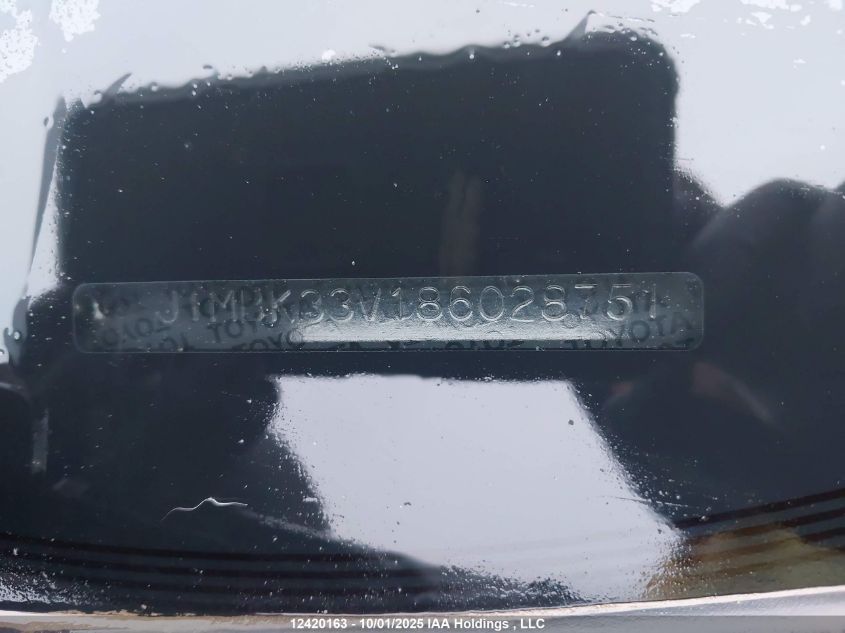 2008 Toyota Rav4 Base V6 VIN: JTMBK33V186028751 Lot: 12420163