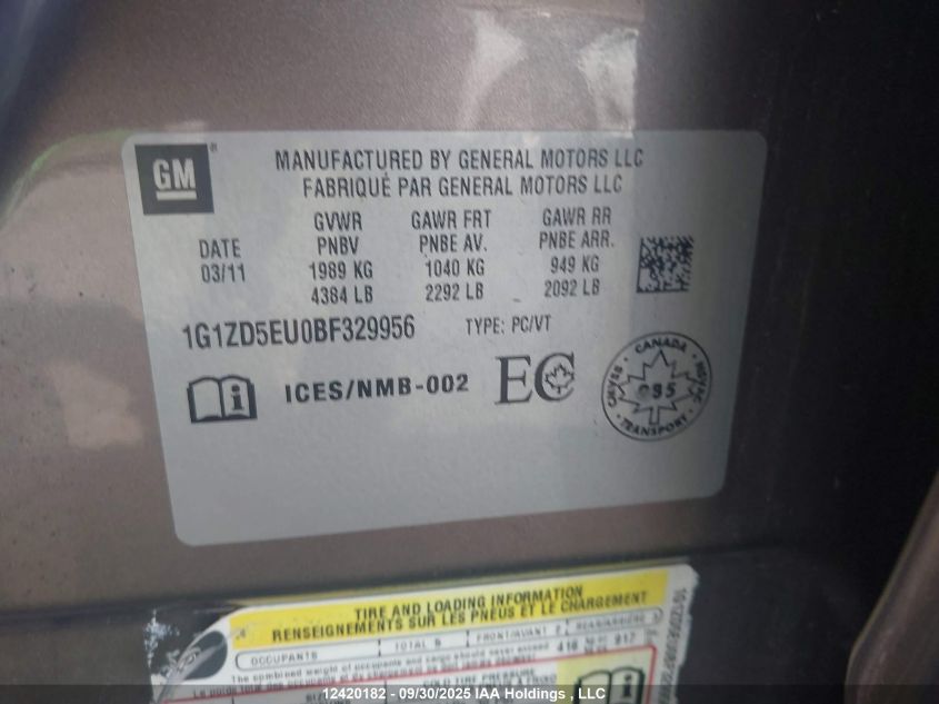 2011 Chevrolet Malibu 2Lt VIN: 1G1ZD5EU0BF329956 Lot: 12420182