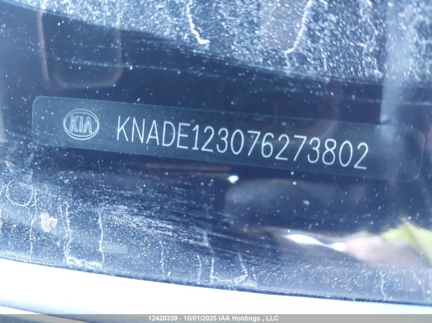 2007 Kia Rio VIN: KNADE123076273802 Lot: 12420339