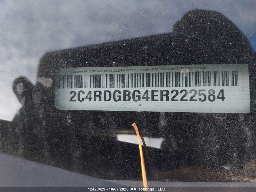 2014 Dodge Grand Caravan Se/Sxt VIN: 2C4RDGBG4ER222584 Lot: 12420429