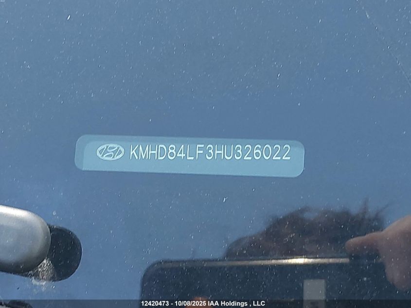 2017 Hyundai Elantra Gl VIN: KMHD84LF3HU326022 Lot: 12420473
