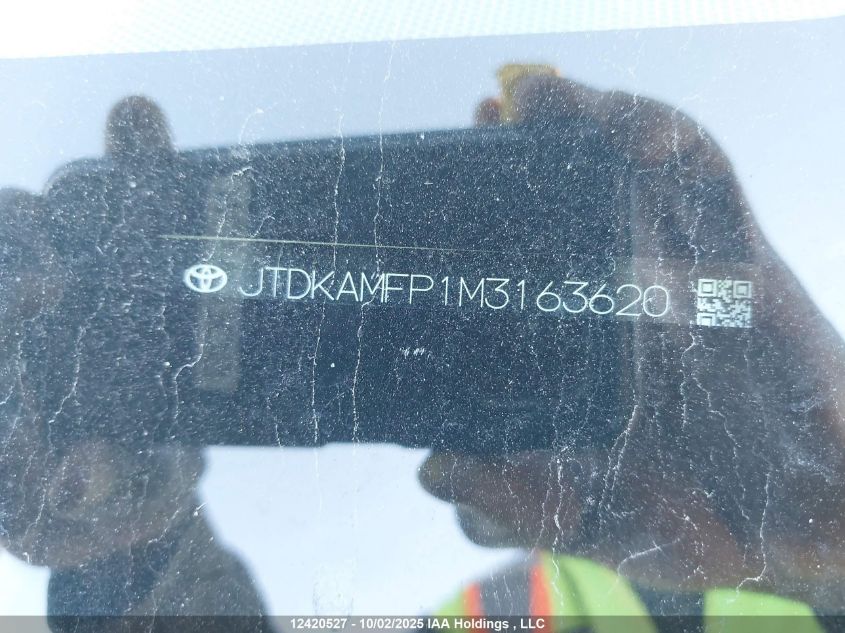 2021 Toyota Prius Prime VIN: JTDKAMFP1M3163620 Lot: 12420527