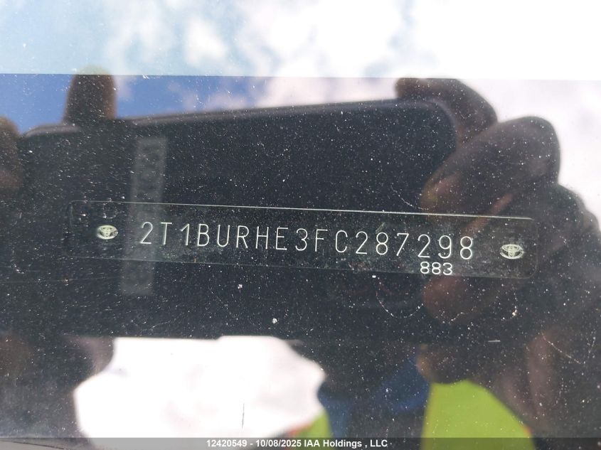 2015 Toyota Corolla Ce VIN: 2T1BURHE3FC287298 Lot: 12420549
