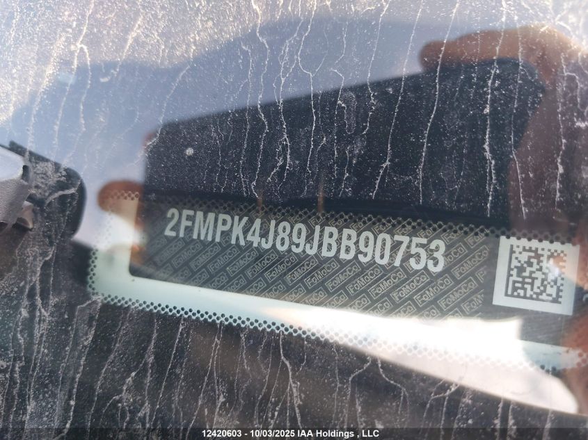 2018 Ford Edge VIN: 2FMPK4J89JBB90753 Lot: 12420603