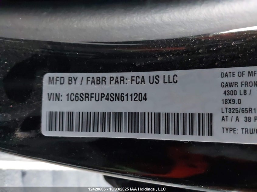 1C6SRFUP4SN611204 2025 RAM 1500 photo no. 9