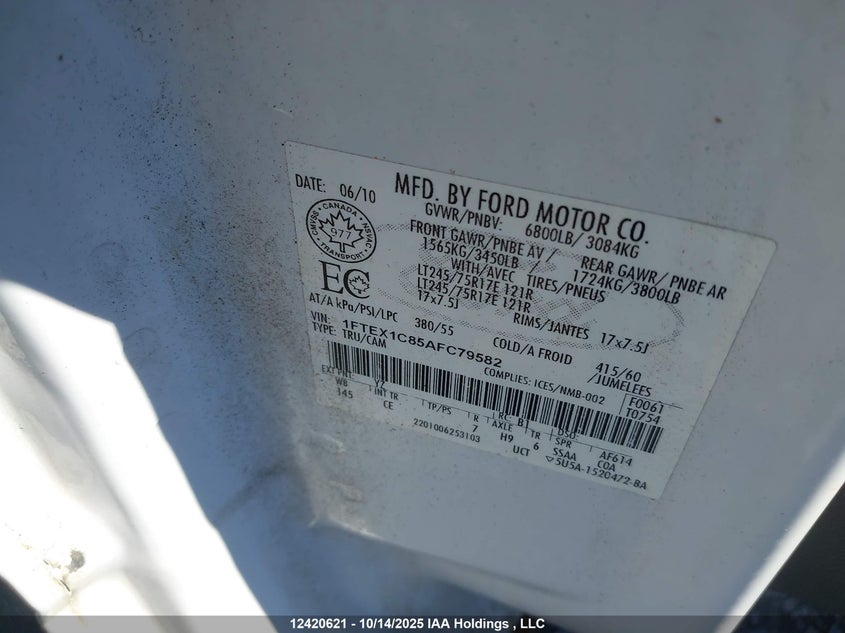 1FTEX1C85AFC79582 2010 FORD F-150 photo no. 9