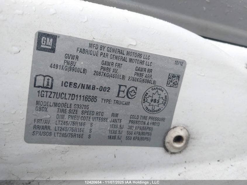 1GTZ7UCL7D1116585 2013 GMC SAVANA photo no. 9