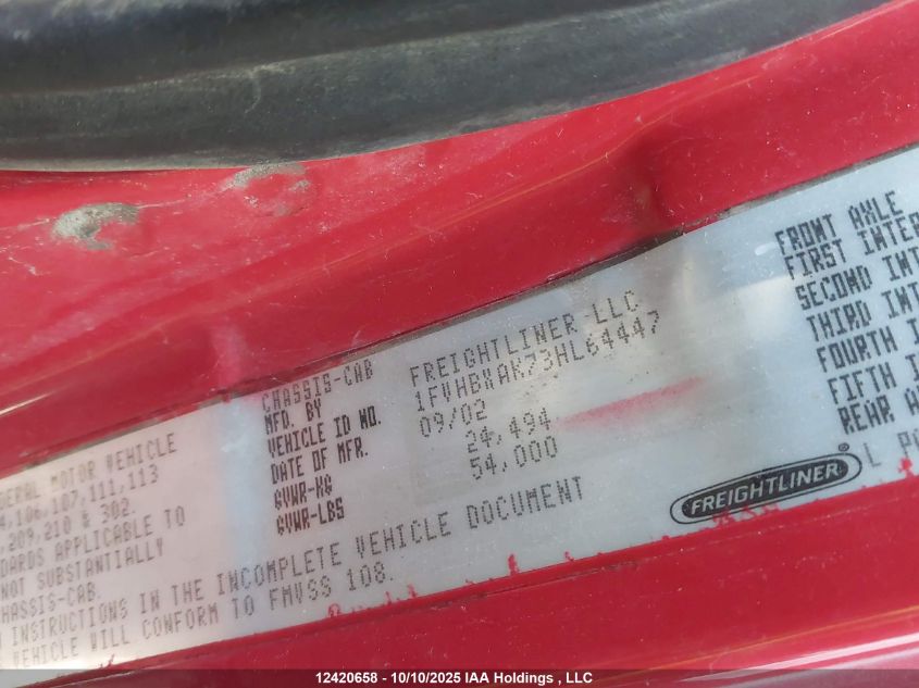 2003 Freightliner Medium Conventional Fl80 VIN: 1FVHBXAK73HL64447 Lot: 12420658