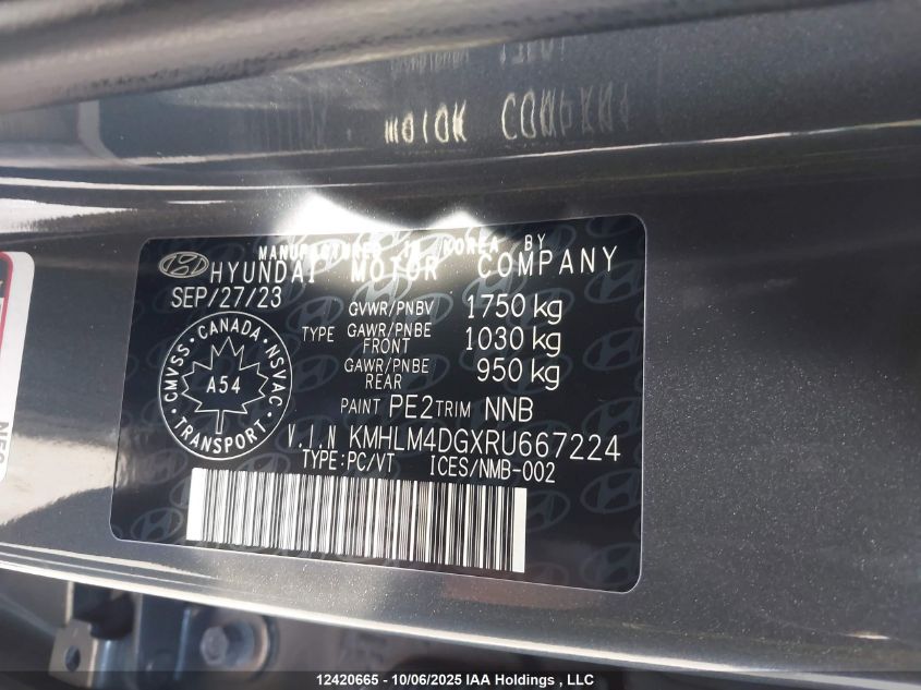 2024 Hyundai Elantra Sel VIN: KMHLM4DGXRU667224 Lot: 12420665