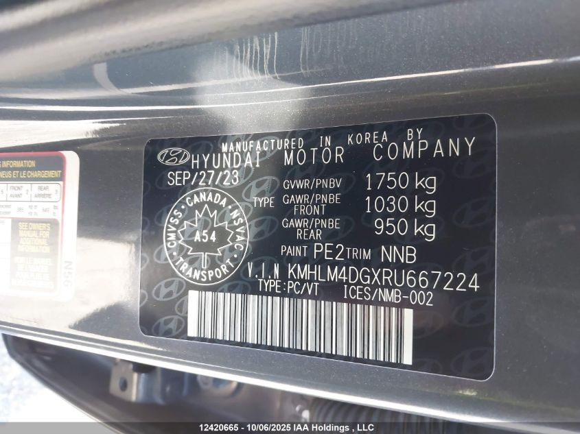 2024 Hyundai Elantra Sel VIN: KMHLM4DGXRU667224 Lot: 12420665