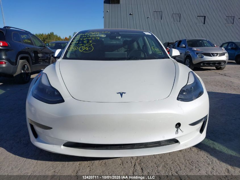 2022 Tesla Model 3 Rwd/Standard Range VIN: 5YJ3E1EA6NF152959 Lot: 12420711