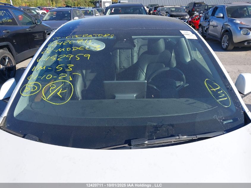 2022 Tesla Model 3 Rwd/Standard Range VIN: 5YJ3E1EA6NF152959 Lot: 12420711