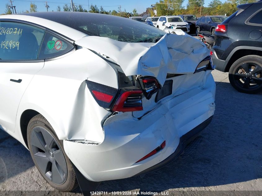 2022 Tesla Model 3 Rwd/Standard Range VIN: 5YJ3E1EA6NF152959 Lot: 12420711