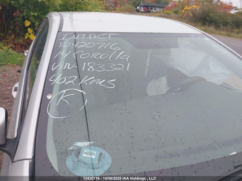 2014 Toyota Corolla L/Le/Le Pls/Prm/S/S Pls VIN: 2T1BURHE2EC183321 Lot: 12420716