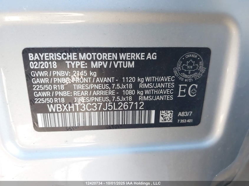 WBXHT3C37J5L26712 2018 BMW X1 photo no. 9