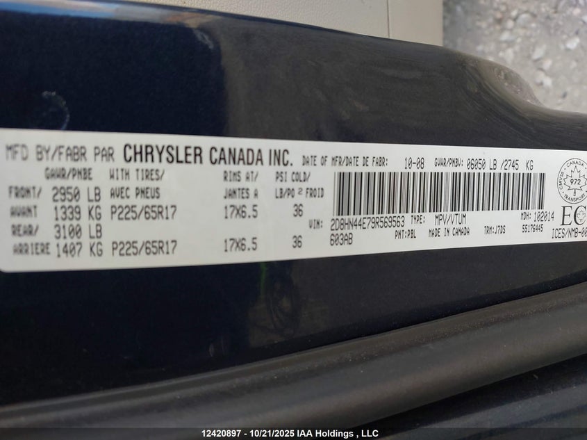 2D8HN44E79R569563 2009 DODGE CARAVAN photo no. 9