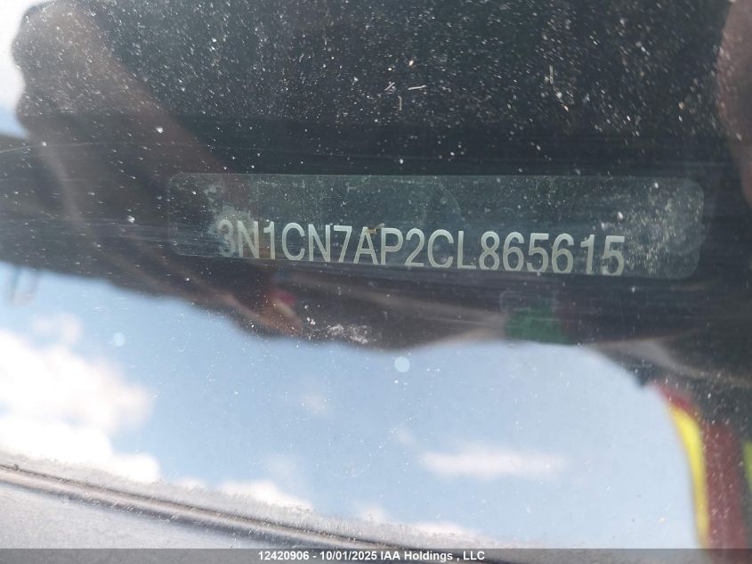 2012 Nissan Versa VIN: 3N1CN7AP2CL865615 Lot: 12420906