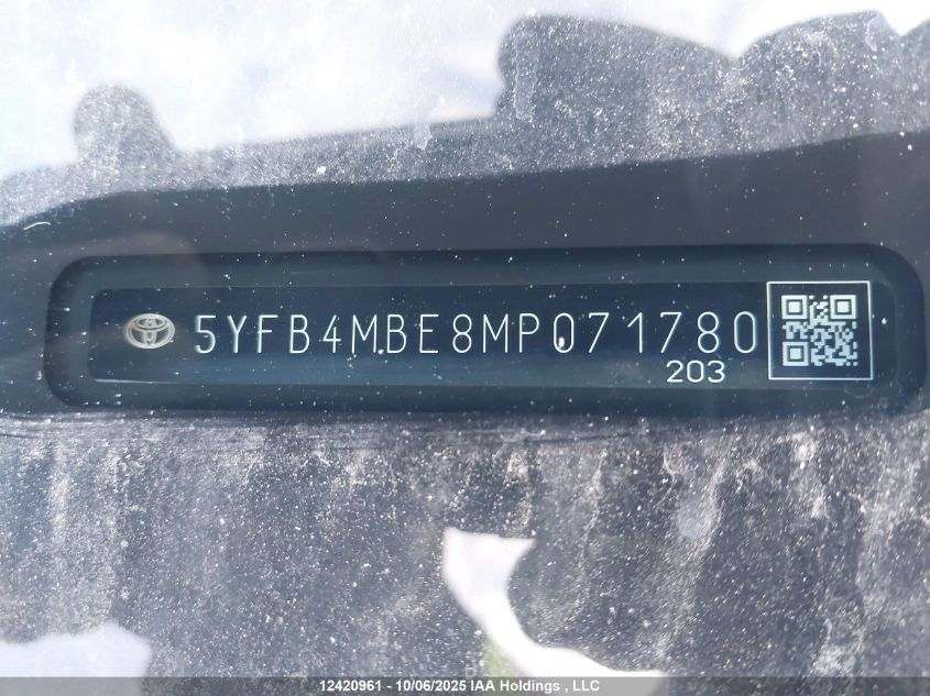 2021 Toyota Corolla Se VIN: 5YFB4MBE8MP071780 Lot: 12420961
