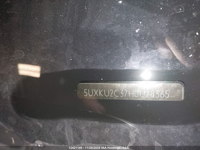 2017 BMW X6 xDrive35I VIN: 5UXKU2C37H0U28365 Lot: 12421145