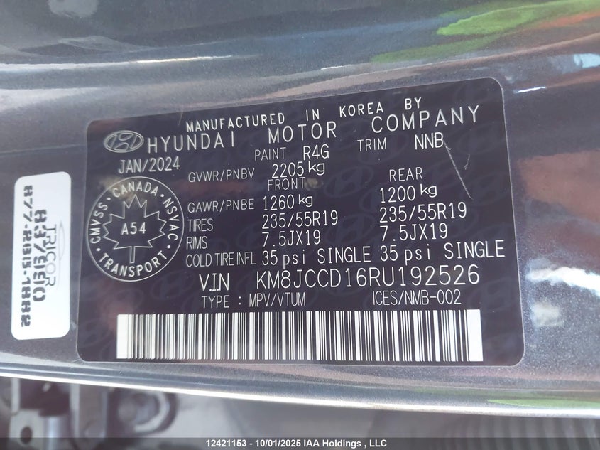KM8JCCD16RU192526 2024 HYUNDAI TUCSON photo no. 9
