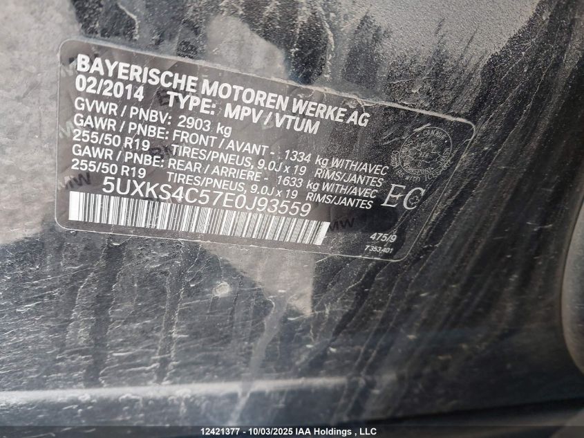 2014 BMW X5 35D VIN: 5UXKS4C57E0J93559 Lot: 12421377