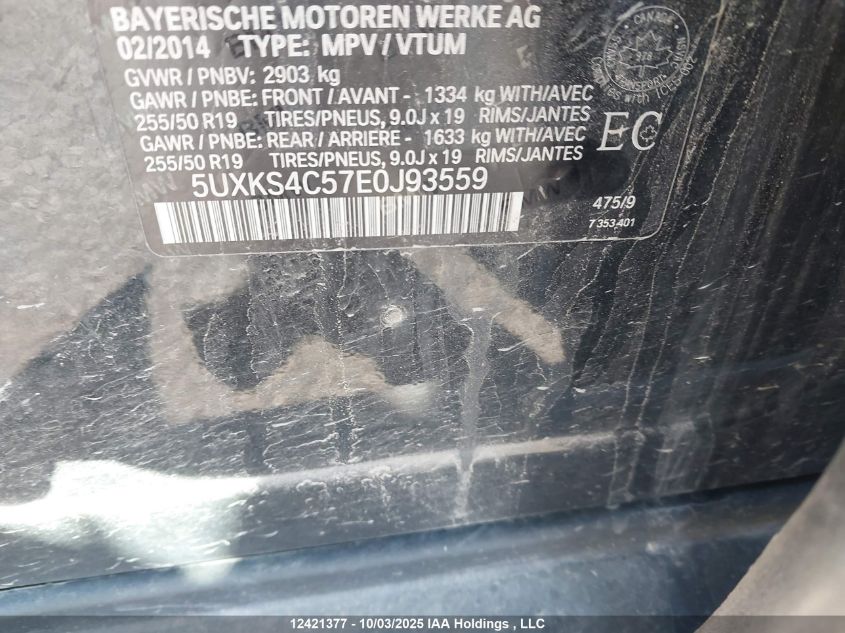 2014 BMW X5 35D VIN: 5UXKS4C57E0J93559 Lot: 12421377