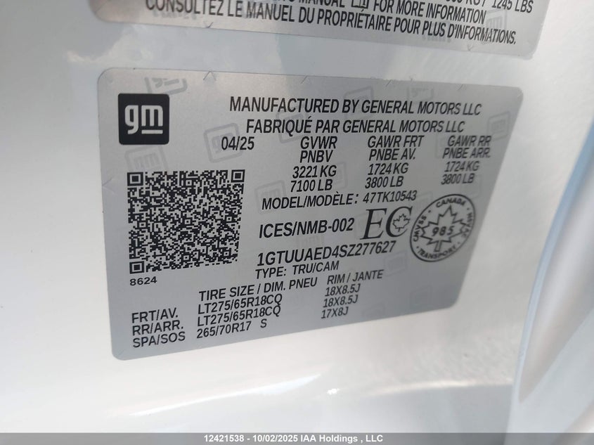 1GTUUAED4SZ277627 2025 GMC SIERRA photo no. 18