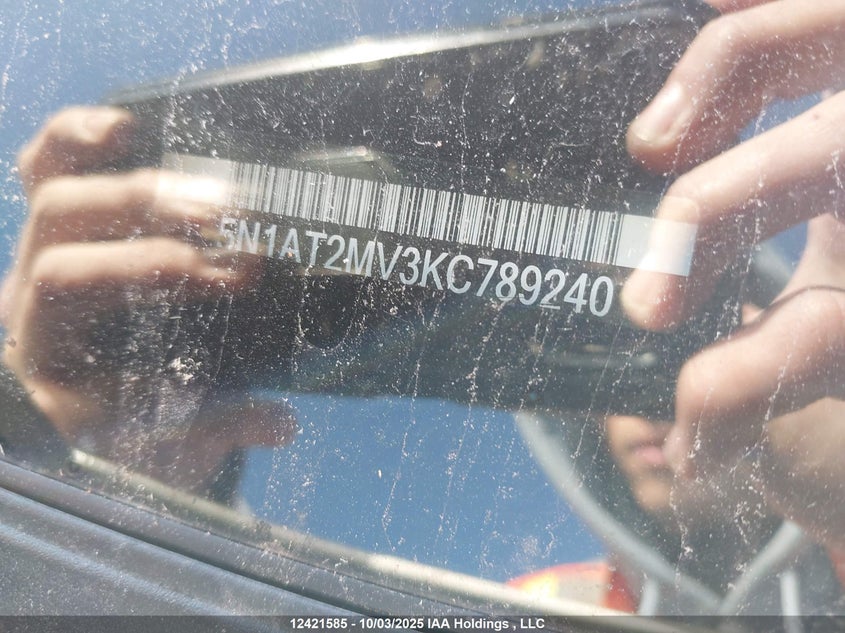 2019 Nissan Rogue S/Sl/Sv VIN: 5N1AT2MV3KC789240 Lot: 12421585