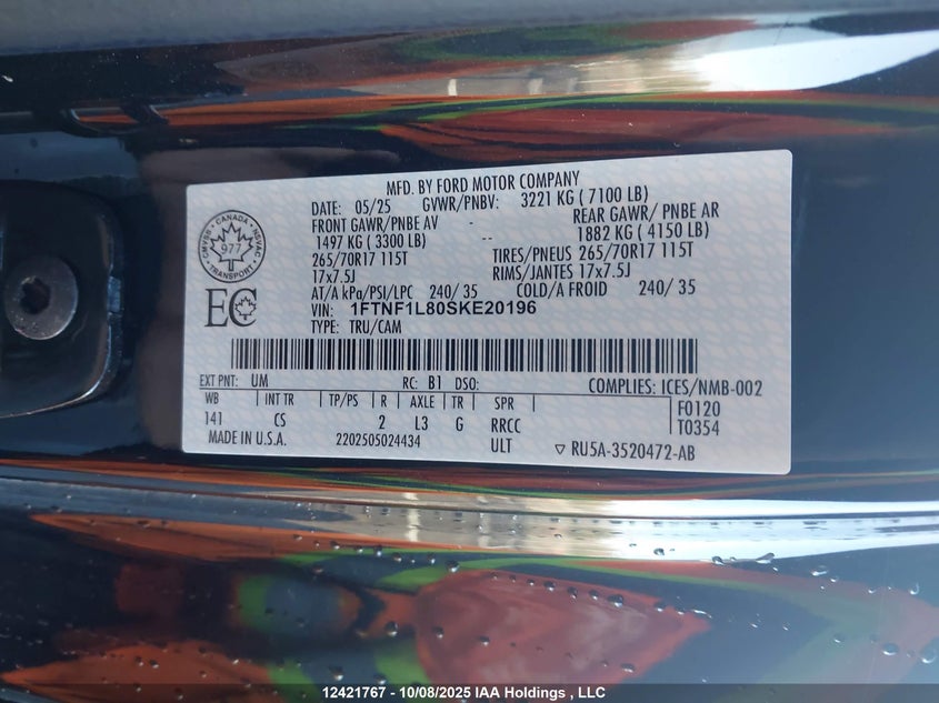1FTNF1L80SKE20196 2025 FORD F-150 photo no. 9