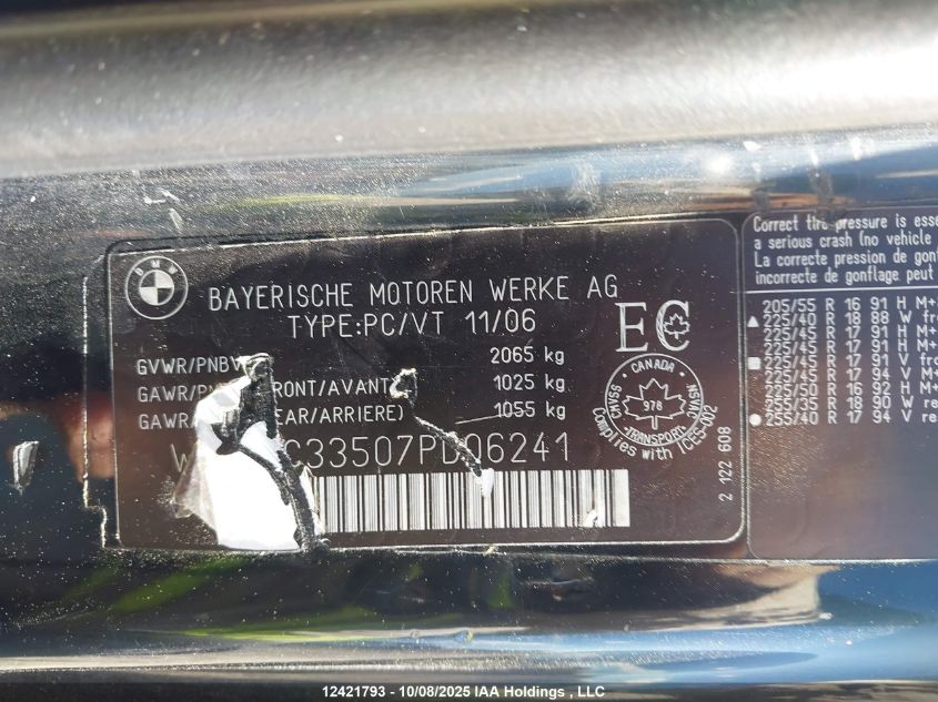 2007 BMW 328 Xi VIN: WBAWC33507PD06241 Lot: 12421793