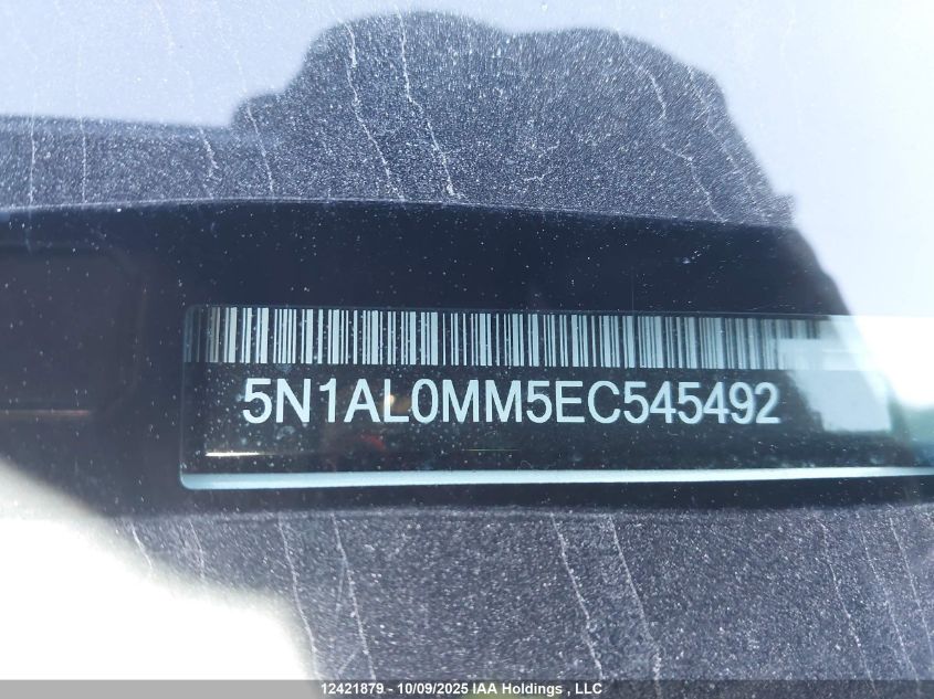 2014 Infiniti Qx60 VIN: 5N1AL0MM5EC545492 Lot: 12421879