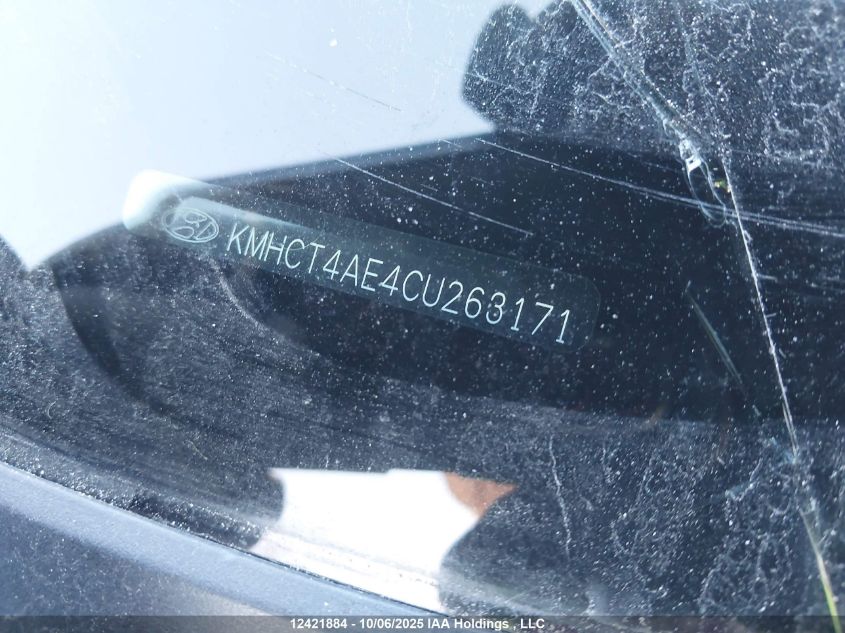 2012 Hyundai Accent VIN: KMHCT4AE4CU263171 Lot: 12421884
