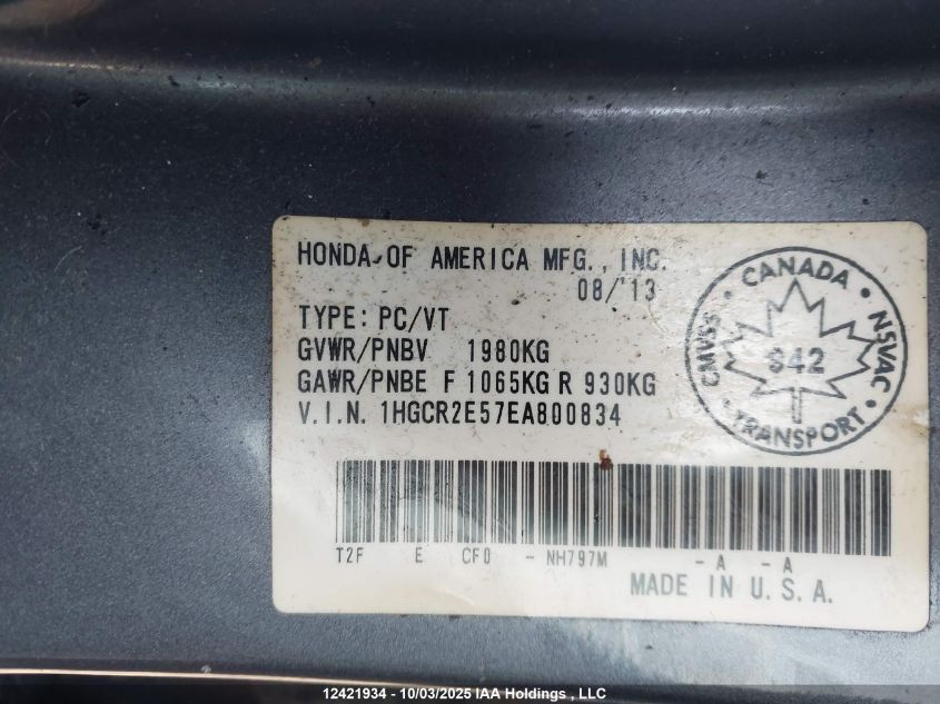 2014 Honda Accord Sport VIN: 1HGCR2E57EA800834 Lot: 12421934